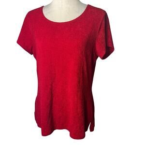 Choice‎ Ladies size Lg Vintage textured scoop neck stretchey knit red blouse USA